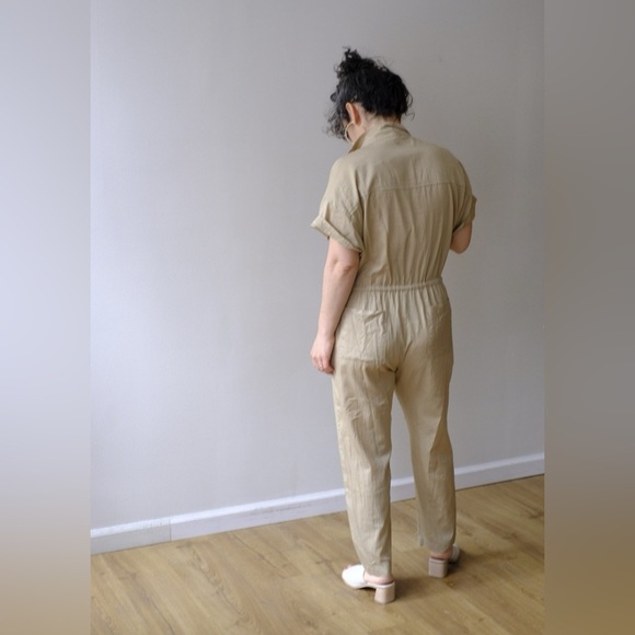 Enza Costa / cotton utility jumpsuit in beige khaki size 0 extra Small - Picture 4 of 9